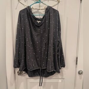 True Craft Gray and Star Patterned Drawstring Hoodie